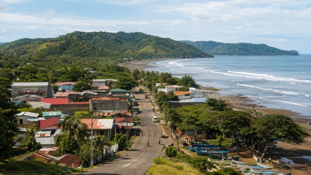 A small Costa Rican coastal community beside the Pacific Ocean.