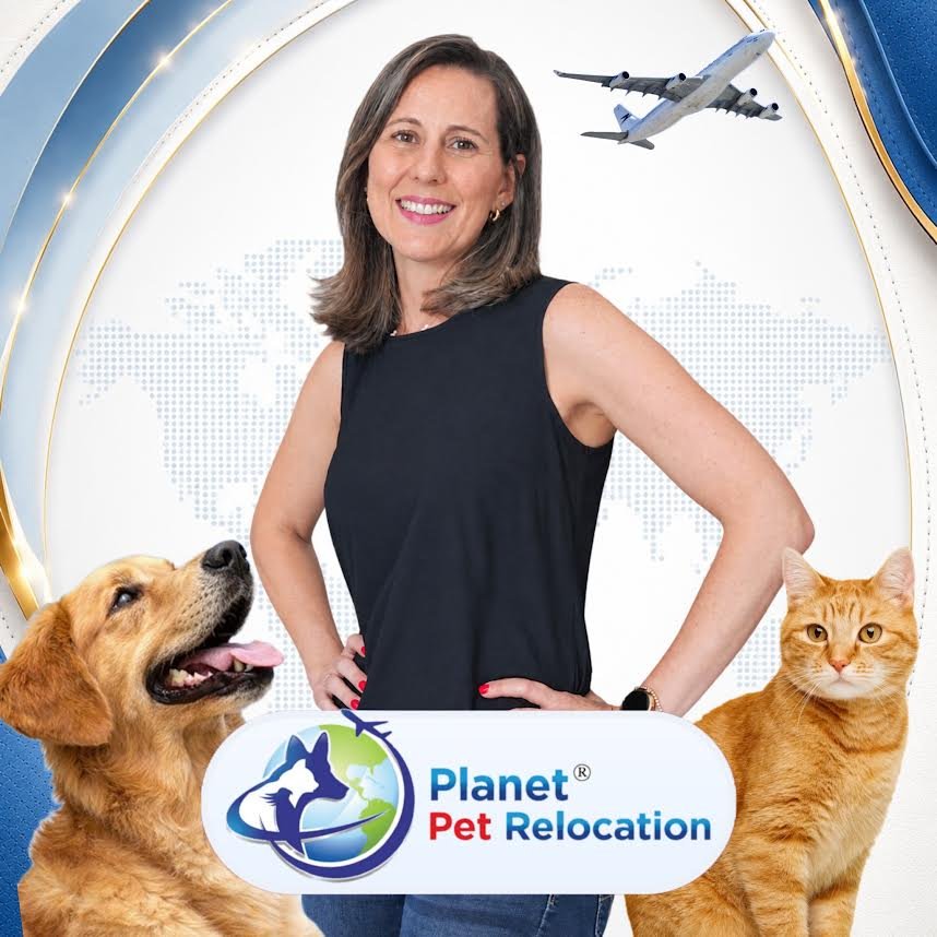 Karina Fay of Planet Pet Relocation with a dog and cat